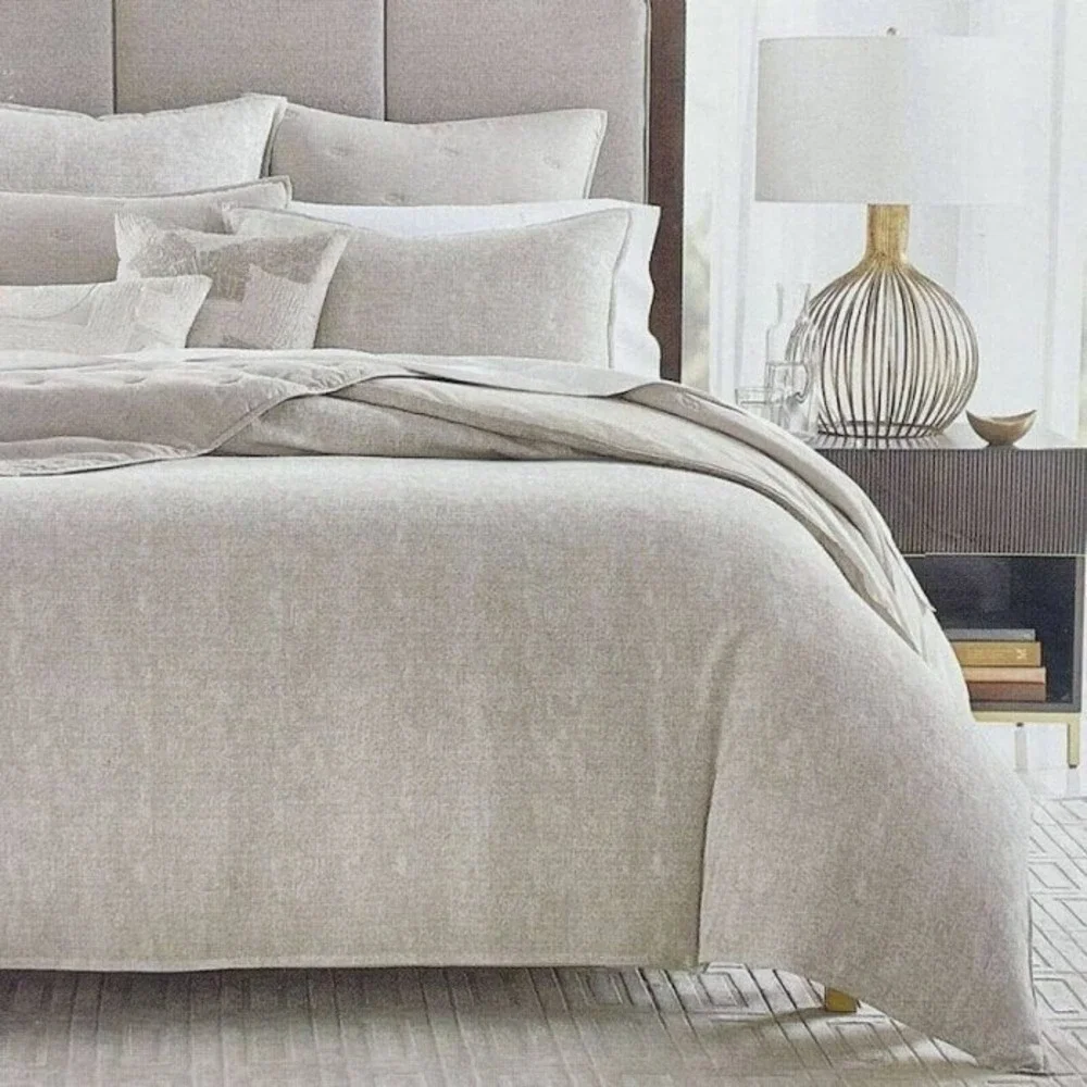 Hotel Collection Remnant Gray Beige Full Queen Comforter Cover 100% Cotton Duvet